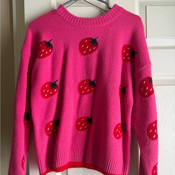 English Factory Sweaters - English Factory Pink Strawberry Sweater